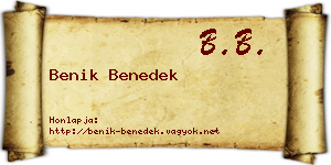 Benik Benedek névjegykártya