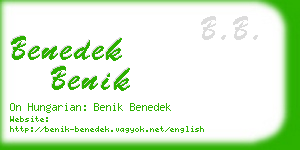 benedek benik business card